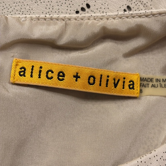 Alice + Olivia Clyde Lasercut Lamb Leather Dress Size 8 - Picture 8 of 10